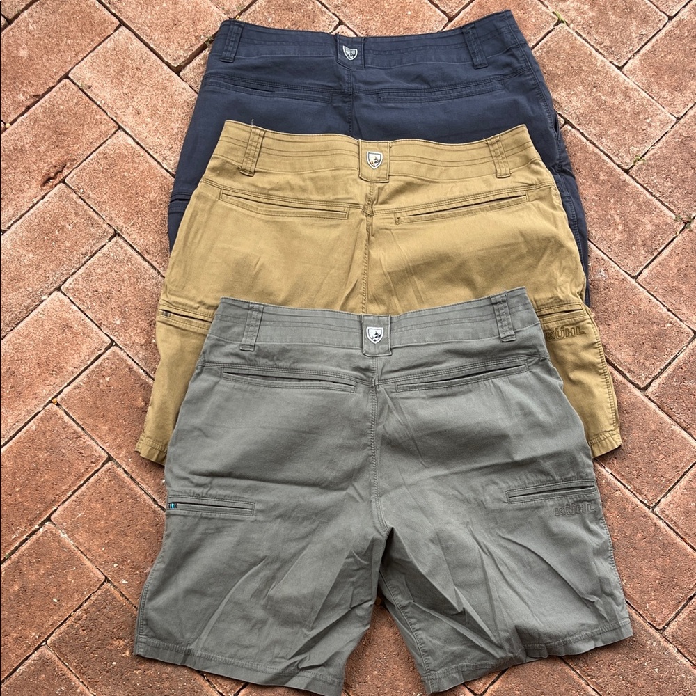 Kuhl Men's Flat Front Shorts in Blue, Tan, and Gray BUNDLE OF 3 - Picture 6 of 7